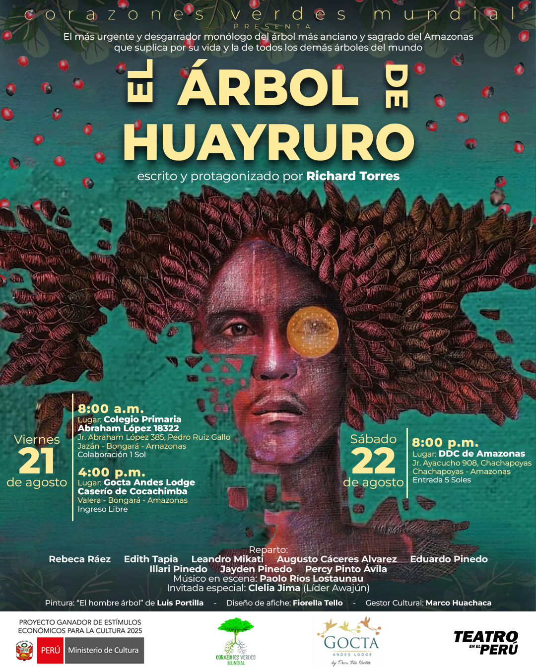 “El Árbol de Huayruro”, obra de Richard Torres llega a Amazonas en homenaje a la Catarata de Gocta