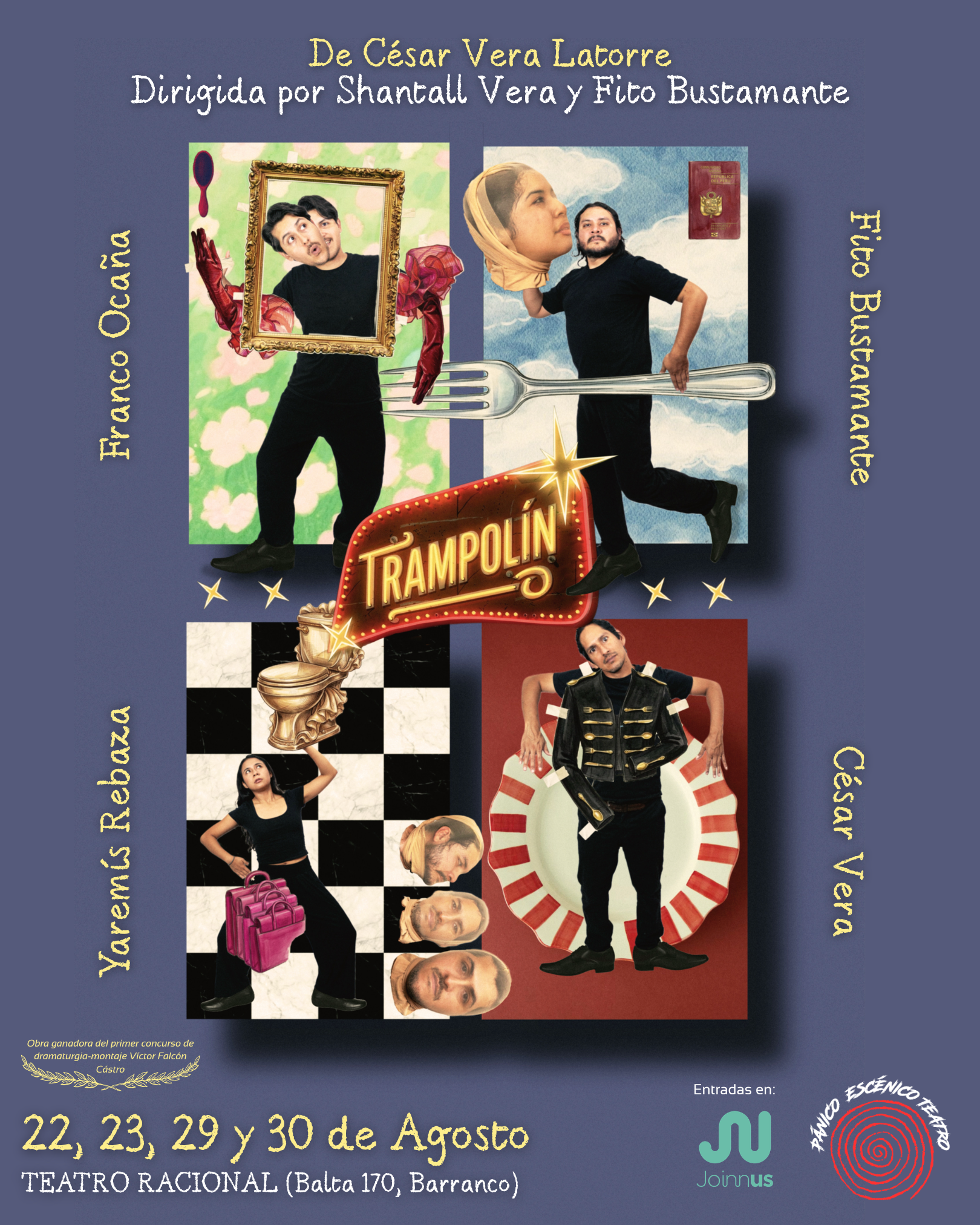 Pánico Escénico Teatro presenta la segunda temporada de «Trampolín», una premiada comedia que transforma el humor en una mirada crítica sobre el poder